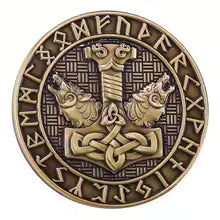 01 Mjolnir & Wolf Norse Viking Brooch | Collector's Heritage Pin Badge