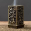 Square Vertical Incense Burner | Chinese Alloy Incense Holder with Xiangyun Plum Blossom Design
