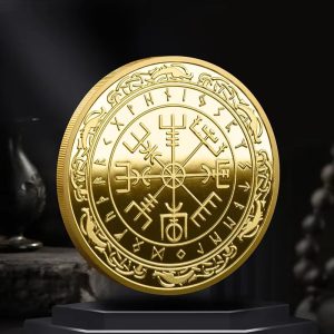 Norse Compass Talisman Coin | Gold Plated Viking Collector's Piece