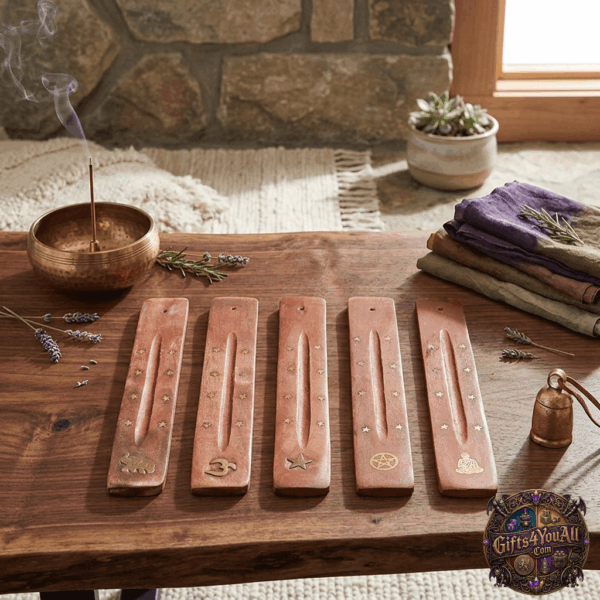 01 Wooden Incense Holder with Gold Star Inlay