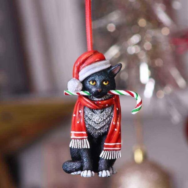 Lisa Parker Candy Cane Cat Ornament - Unique Holiday Decor