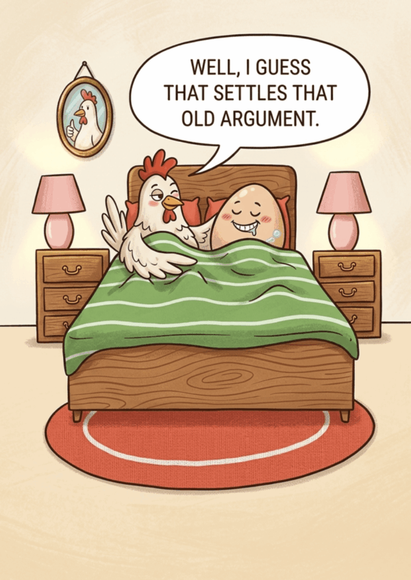 Well, I Guess That Settles That – Cheeky Chicken & Egg Funny Card