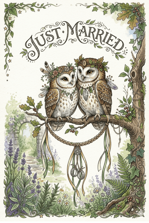 Just Married – Woodland Owl Wedding Card - Exclusive to Gifts4YouAll
