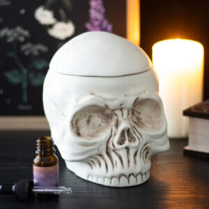 01 Weathered Skull Oil Burner & Wax Warmer | Gothic Ceramic Fragrance Diffuser