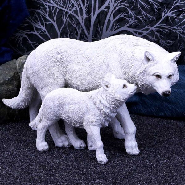 01 Winter Offspring Wolf Ornament | Mother & Pup Gothic Fantasy Figurine
