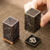 Square Vertical Incense Burner | Chinese Alloy Incense Holder with Xiangyun Plum Blossom Design