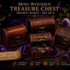 Mini Wooden Treasure Chest Trinket Boxes - Set of 4