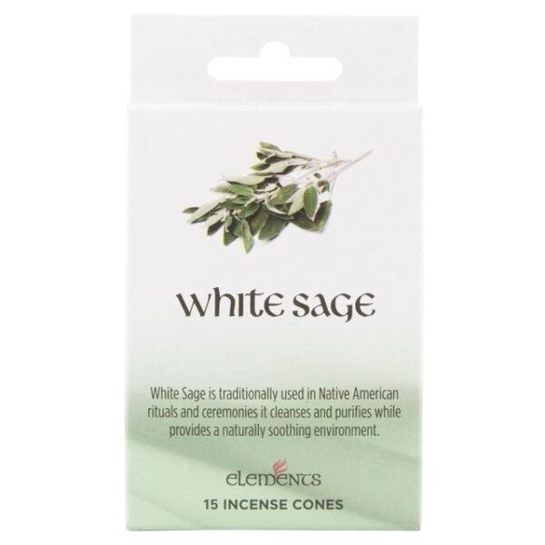 02 Elements White Sage Incense Cones with Metal Holder