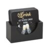 02 Til Death Do Us Party Skeleton Coaster Set - Black & Gold (Set of 4 with Stand)