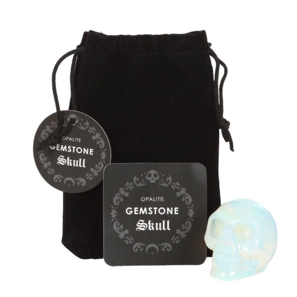 02 Opalite Crystal Skull with Black Drawstring Pouch