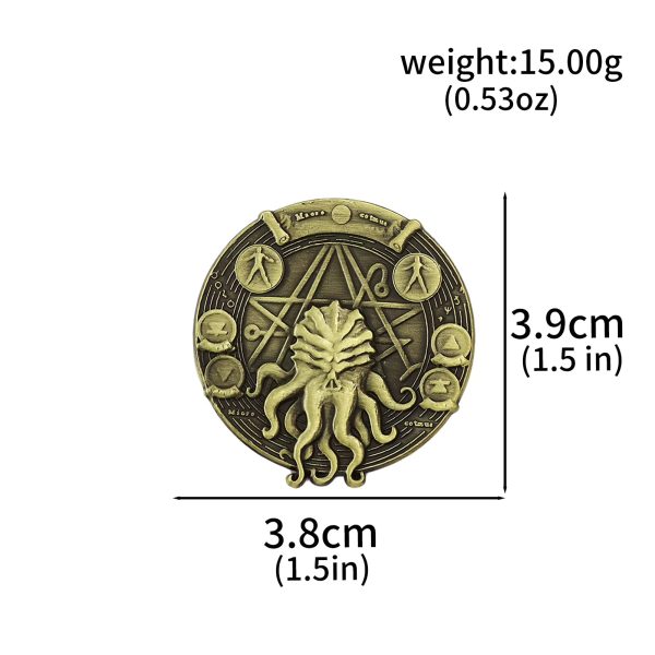 Cthulhu Pentagram Coin — HP Lovecraft Necronomicon Sigil