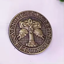 03 Mjolnir & Wolf Norse Viking Brooch | Collector's Heritage Pin Badge