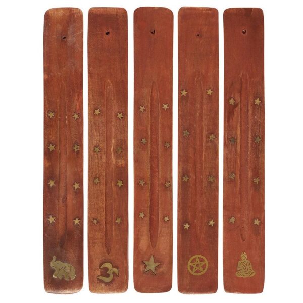 03 Wooden Incense Holder with Gold Star Inlay