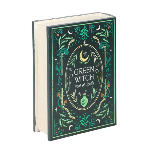 Green Witch Grimoire Storage Box | Mystical Book Trinket Box