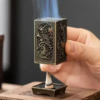 Square Vertical Incense Burner | Chinese Alloy Incense Holder with Xiangyun Plum Blossom Design