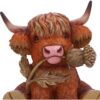 Highland Cow Thistle Figurine - Handcrafted Decor