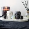 06 Opalite Crystal Skull with Black Drawstring Pouch