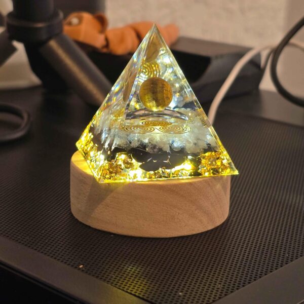 20250115-130550 Energy Pyramid Orgonite - Clear Ball for Crystal Healing and Spiritual Gifts (#BC) - Home Decor