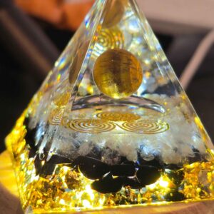 20250115-130556 Energy Pyramid Orgonite - Clear Ball for Crystal Healing and Spiritual Gifts (#BC) - Home Decor