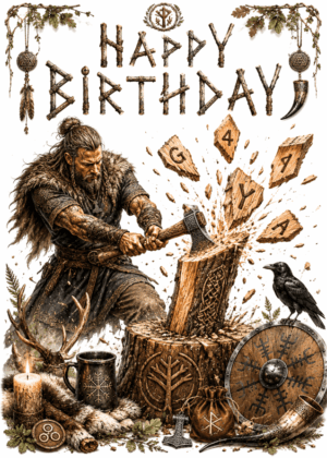 Happy Birthday – Viking Axe Warrior Norse Birthday Card