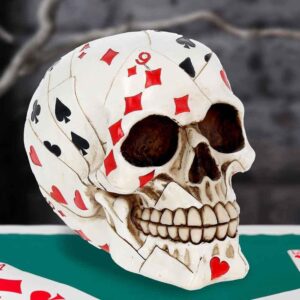 al50067-7 Dead Man's Hand Skull Ornament - Unique Playing Card Decor -