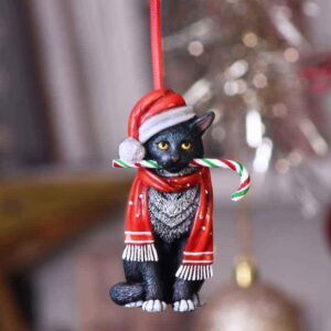 Lisa Parker Candy Cane Cat Ornament - Unique Holiday Decor - Home Decor