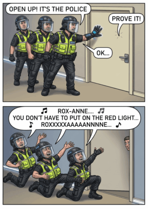 polce_sing_funny Roxanne! Funny Police Birthday Card – You Don't Have to Put on the Red Light!