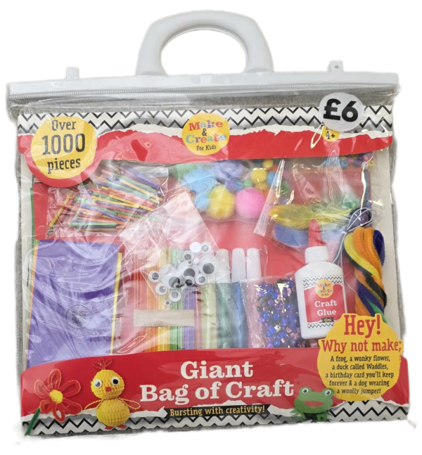 Giant Craft Supply Bag with 1,000+ Pieces for Projects -