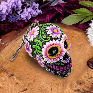 u2106f6-7 Day of the Dead Skull Keyring 6cm - Sugar Petal by Nemesis Now - Accessories
