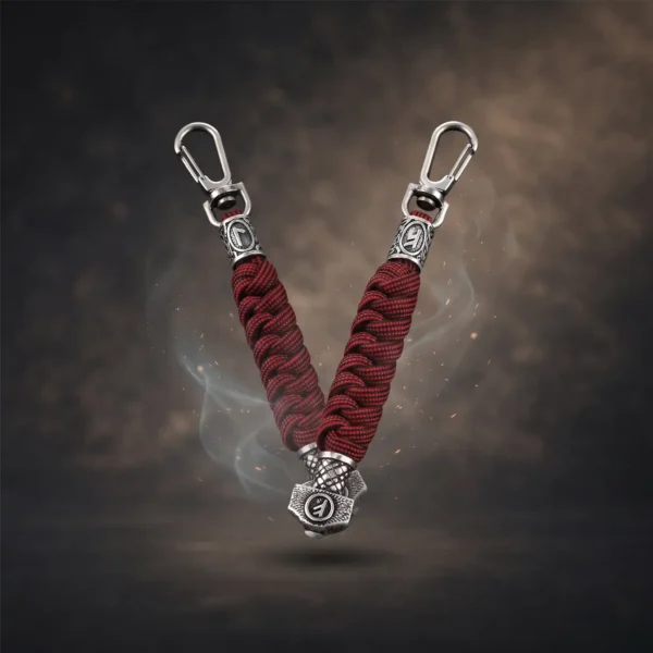 Detailed Norse Viking rune keyring with warrior design